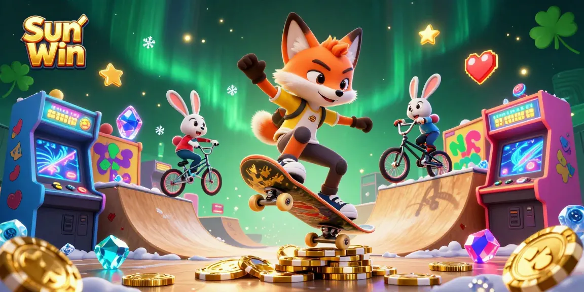 Play and win at Sun Win with vibrant casino-themed 3D gaming characters and dynamic action.