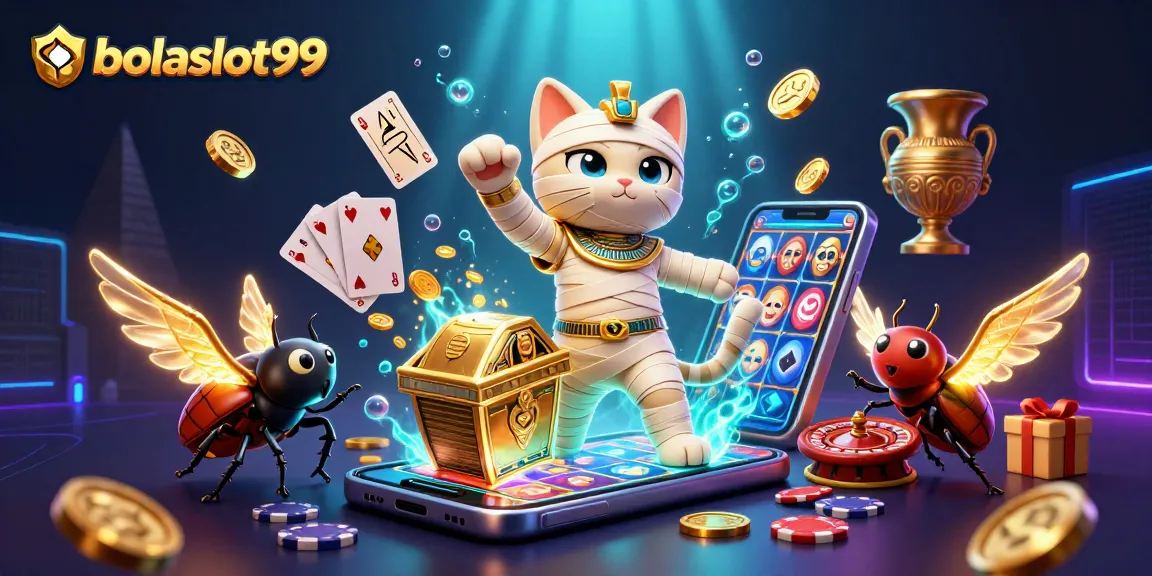 Experience the thrilling action of bolaslot99 with a vibrant mummy cat casino scene.