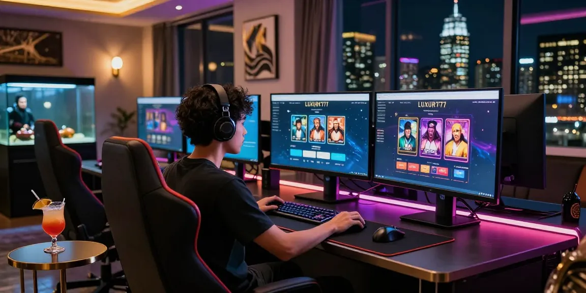 Pengguna LUXURY777 Login di ruang gaming mewah dengan atmosfer yang mengundang.
