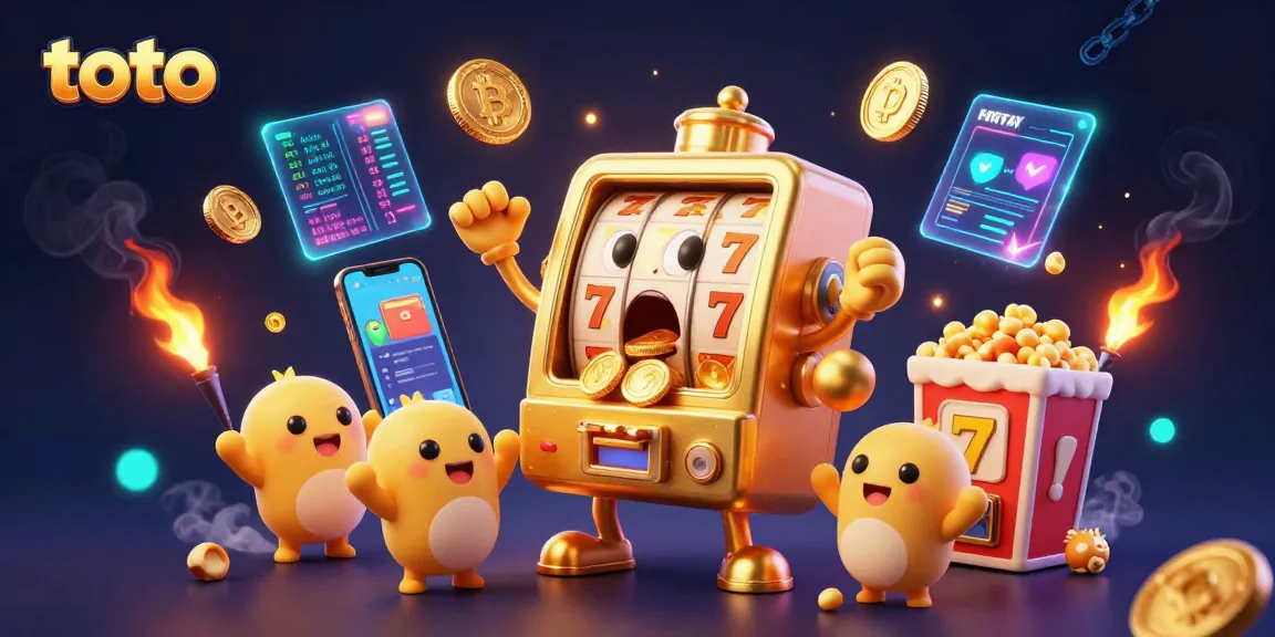 Permainan toto di mesin slot emas yang menakjubkan dengan koin emas melimpah dan suasana ceria.