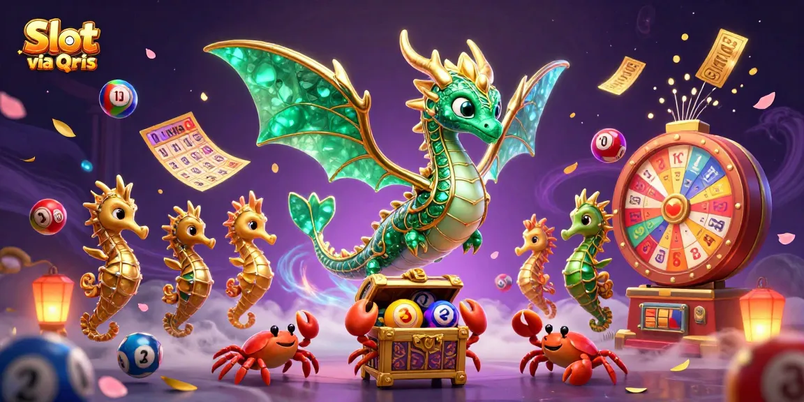 Engage in thrilling gameplay with Slot via Qris 10 Ribu, featuring vibrant sea dragon and dynamic slots.