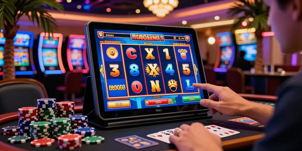 Engaging slot online gaming experience with vibrant digital graphics and casino chips.