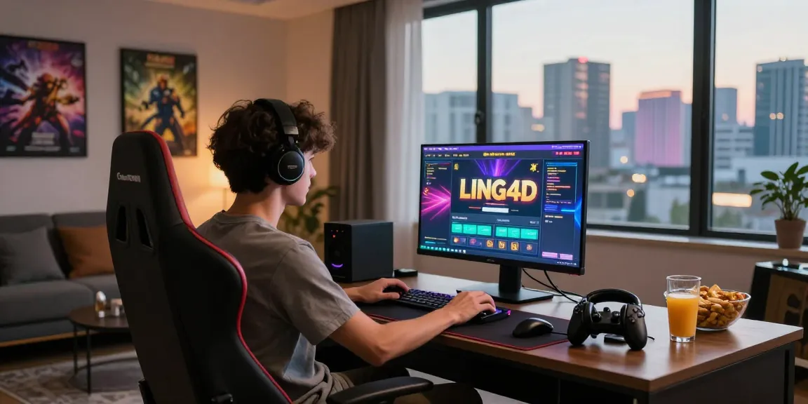 Engaging gaming setup featuring LING4D platform in a modern living room