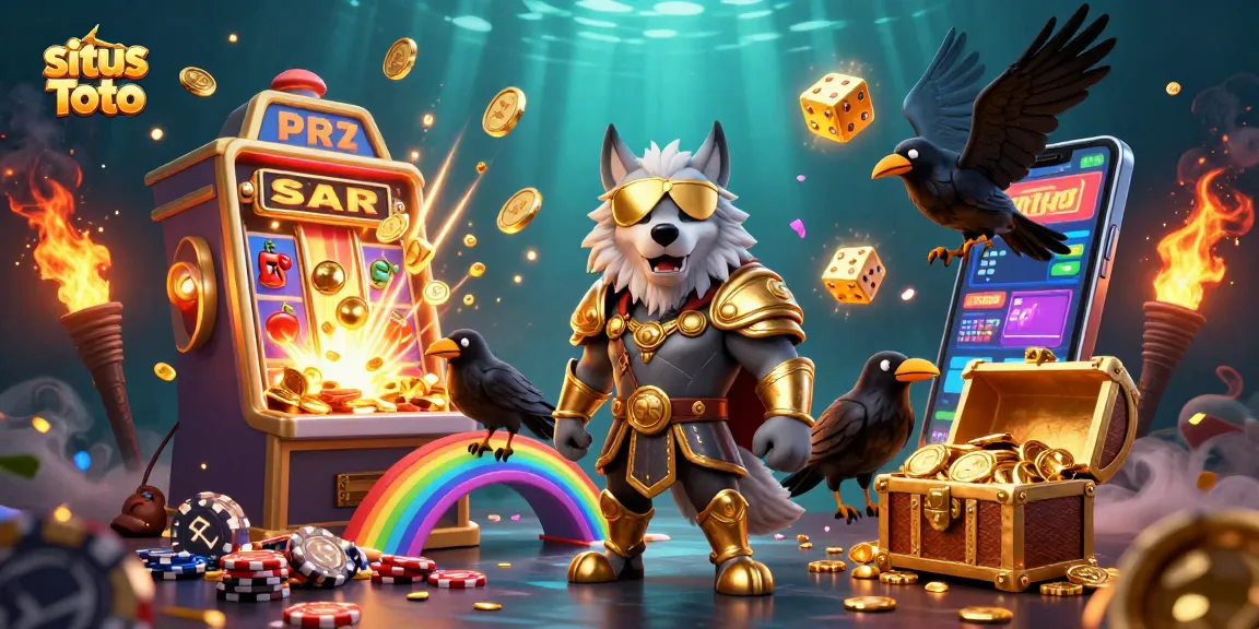 Experience situs Toto excitement with Odin and ravens amidst a jackpot explosion and vibrant casino elements.